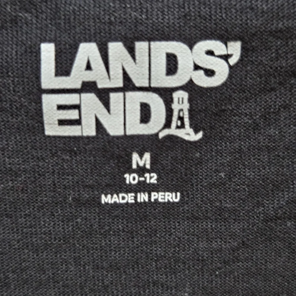 Lands' End Tank Top Youth Medium 10-12 Black Scoop Neck Cotton Jersey‎ Basic
